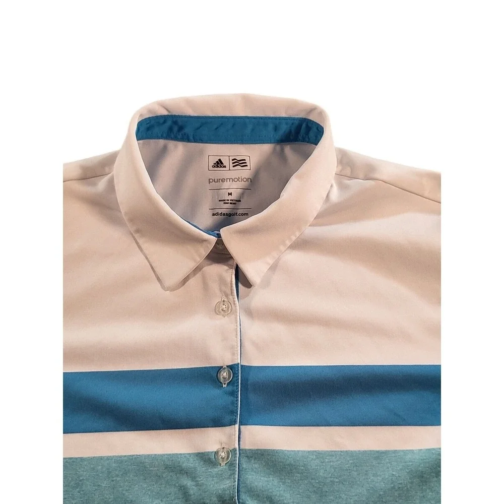 Adidas Pure Motion Polo Shirt Womens Size M Striped TPC Four Seasons Resort Golf